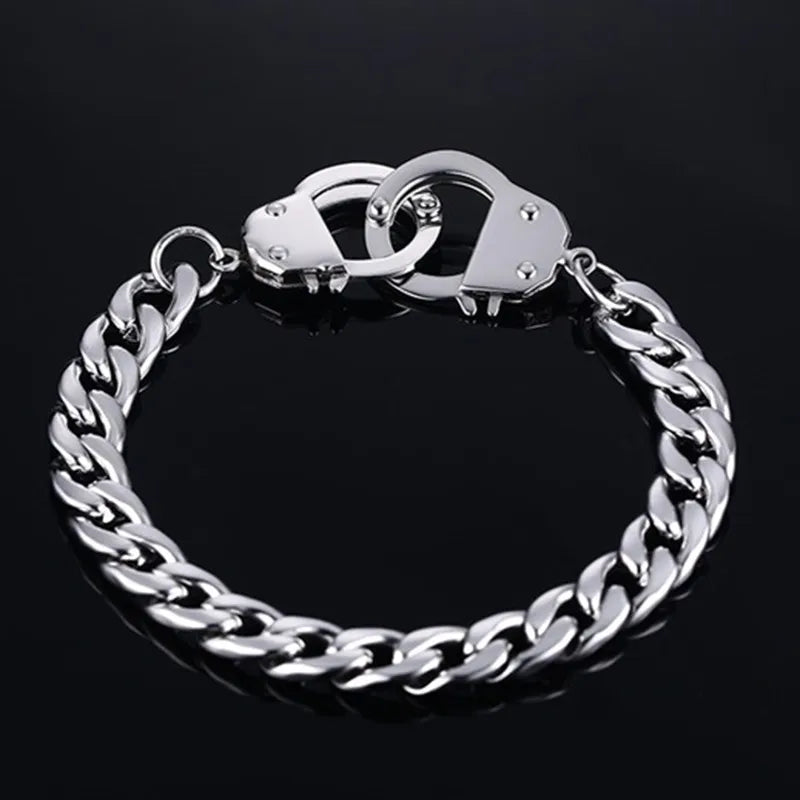 Handcuff Bracelet for Men Stainless Steel Chain Bracelet High Quality Promise Jewelry