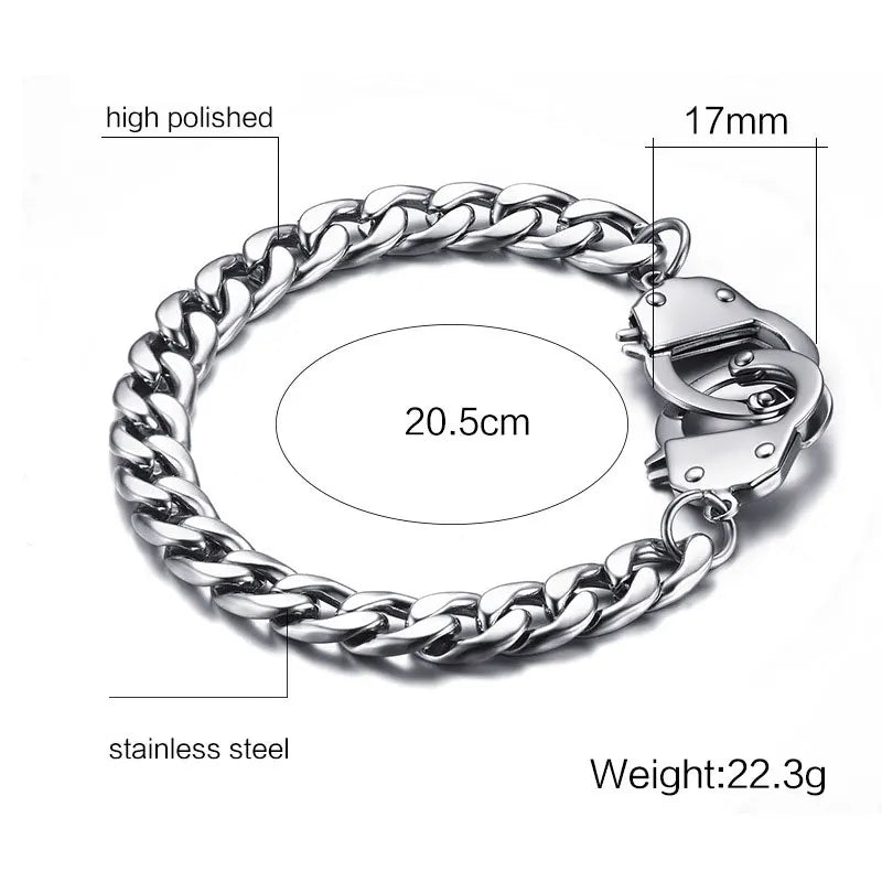 Handcuff Bracelet for Men Stainless Steel Chain Bracelet High Quality Promise Jewelry