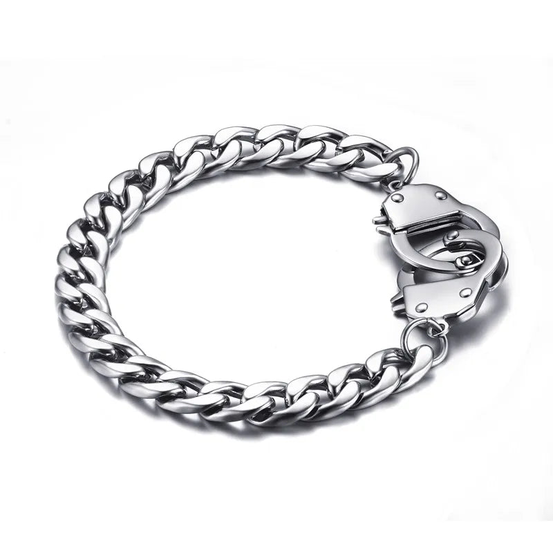Handcuff Bracelet for Men Stainless Steel Chain Bracelet High Quality Promise Jewelry