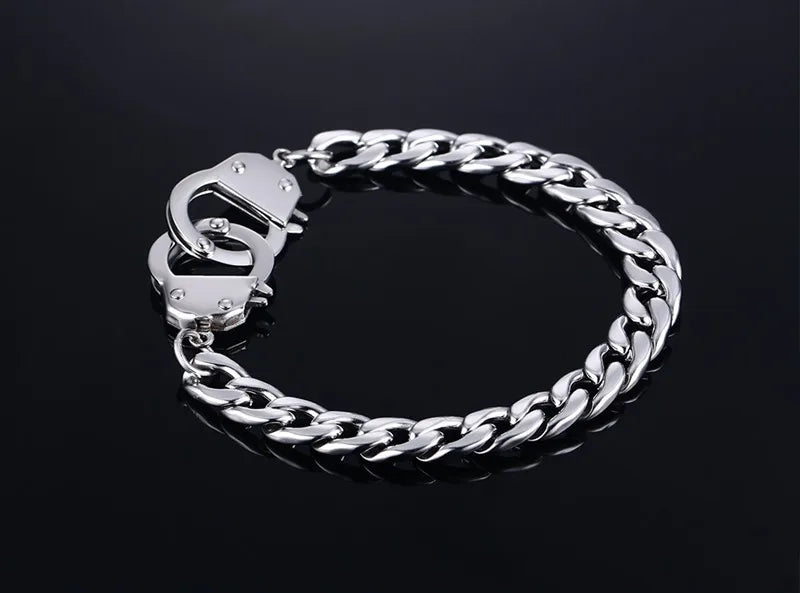 Handcuff Bracelet for Men Stainless Steel Chain Bracelet High Quality Promise Jewelry