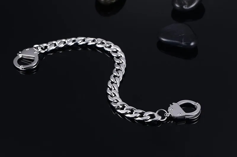 Handcuff Bracelet for Men Stainless Steel Chain Bracelet High Quality Promise Jewelry