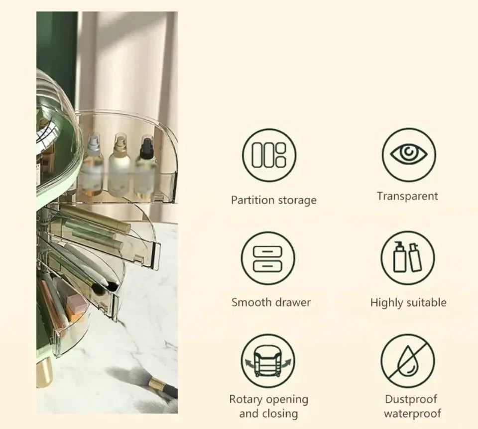 Desktop cosmetics storage box, transparent jewelry and cosmetics storage box, dustproof large-capacity cosmetics storage box